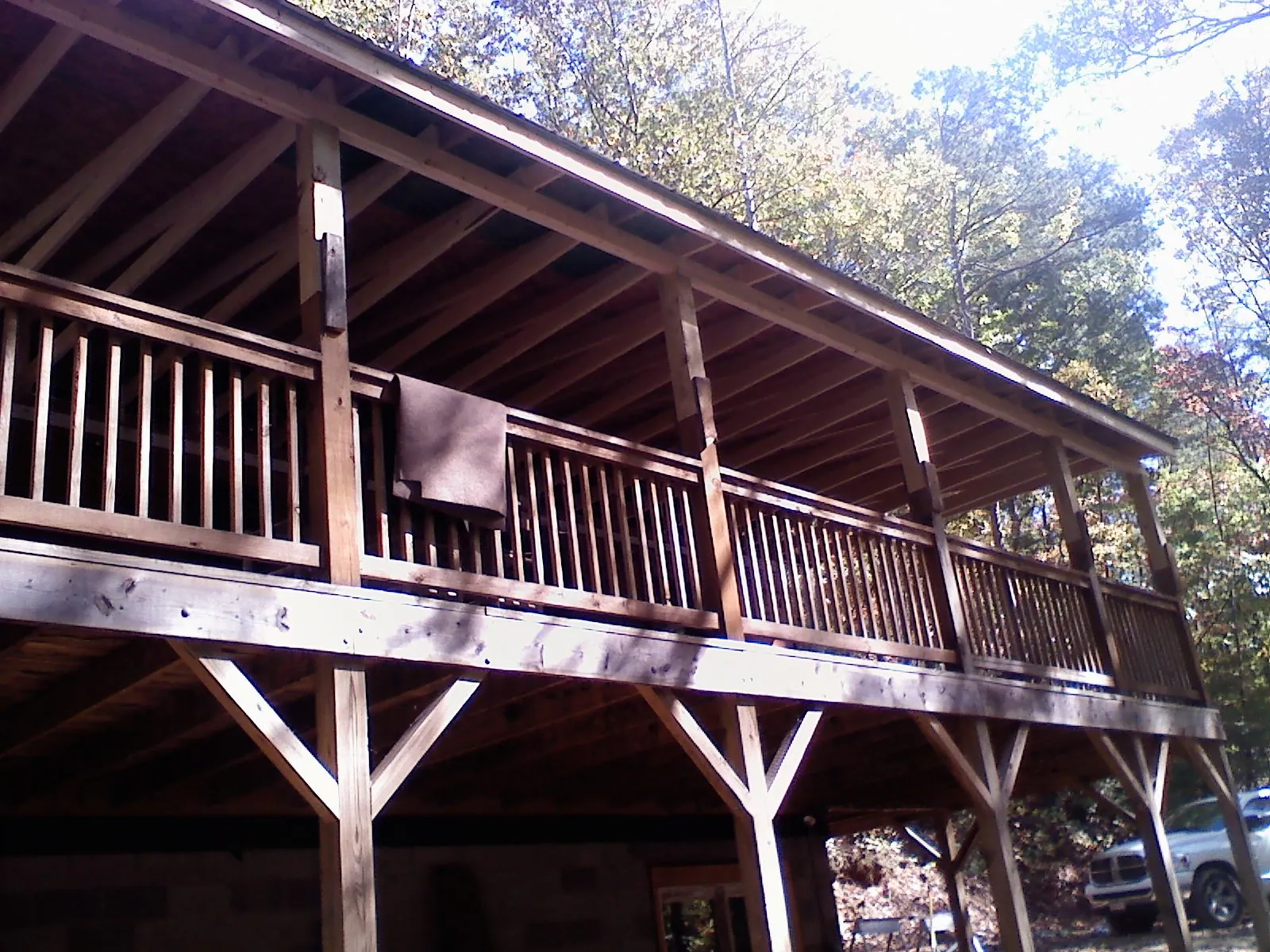 Timber framing under a new elevated porch and deck — Roof Leak Repair in Palmyra by Roofing Brothers